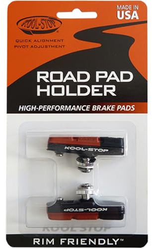 Kool Stop Unisex - Adult Dura 2 Brake Rubber, Black, Red, One Size | Kool Stop Dura 2 Road Brake Pads with Alloy Holder, Dual Compound, Lightweight, Compatible with &