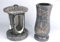 designgrab Alu Grablampe aus Aluminium in Antikoptik und Grabvase in Granit Himalaya