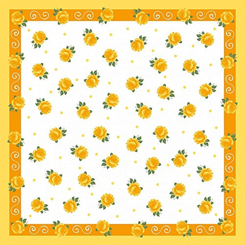 Sovie Home Tischdecke Rosita in Gelb, Linclass® Airlaid, 80 x 80 cm, 1 Stück, Verspieltes Rosendesign mit Rosen-Ornamentbordüre, robust, abwaschbar, dekorativ, hochwertig