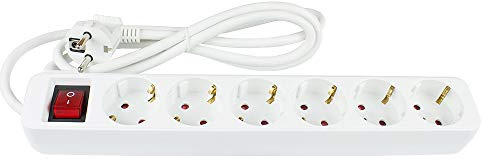 Steckdosenleiste mit Schalter - 6-Fach - Mehrfachstecker - Schutzkontakt-Stecker an 6X Schutzkontakt-Buchse, Kinderschutz, Geprüfte Sicherheits (GS) - weiß - 1,5 m Zuleitung