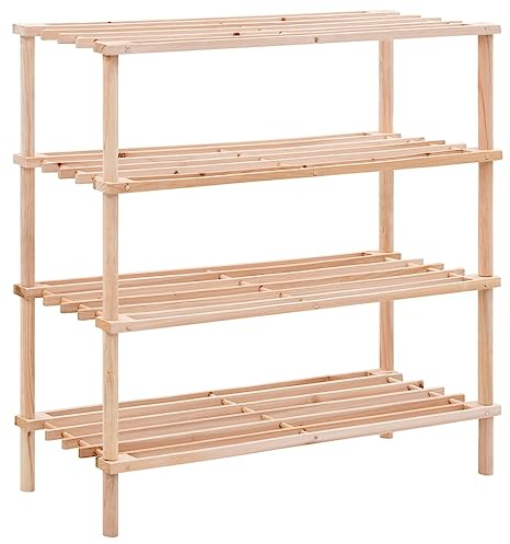 vidaXL Tannenholz Massiv Schuhregal 4 Ebenen Schuhablage Schuhständer Holzregal Regal Standregal Schuhschrank Schuhaufbewahrung Steckregal