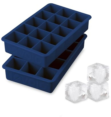 Tovolo Perfekte Eiswürfelform für den Gefrierschrank, 3,2 cm große Würfel für Whiskey Bourbon, Spirituosen und Likör, BPA-freies Silikon, farbbeständig, 2 Stück, tiefes Indigo