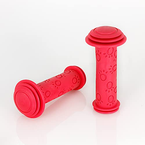 P4B | Fahrradgriffe Kinder in Rot | Rutschfester Kindergriff | Für 22 mm Durchmesser | Lenkergriff mit seitlichem Aufprallschutz | schadstofffrei