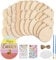 LOPOTIN 56TLG Holz Ostereier zum Bemalen Set Ostern Eier Holzscheiben mit Loch zum Aufhängen Easter Eggs 50 Oval Scheiben mit Hanfseil Strass Selbstklebend Basteleier für Draussen Innen Frühlingsdeko