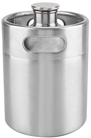 Bierfass Fass Growler Mini Weinfass Edelstahl mit Spiraldeckel Home Hotelzubehör für Bier Soda Kaffee Whisky(2L)