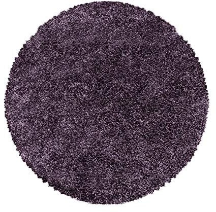 Teppium Moderner Hochflor Teppich Wohnzimmer 80 cm Rund Violett - Shaggy Flauschiger Teppich, Extra Weich, Pflegeleicht und Einfarbig - für Schlafzimmer, Küche und Esszimmer