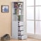 Rainbow Tree Utility 3-Tier Shelves & 4 Drawers Corner Cabinet White for Living Room/Bedroom, Bathroom Corner Storage Cabinet, Cupboard Sideboard for Living Room, Tall & Slim Shelving Unit Cabinet