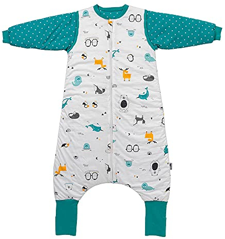 schlummersack Schlafsack mit Füßen Bio Baumwolle 110cm 2.5 Tog Polarfreunde | Kinder Schlafsack mit Beinen und verlängerten Bündchen für eine Körpergröße 110-120cm | Ganzjahres Füßen