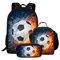 NETILGEN Cool 3D Fußball Rucksack Set Kinder Kinder Große Buchtaschen Kinder Schulranzen 3er Set Mit Lunch Taschen Kleiner Bleistifthalter Zurück zur Schule Geschenke