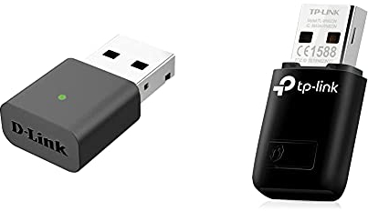 D-Link DWA-131 WLAN Nano USB-Stick(bis 300 Mbit/s, WPA/WPA2, WPA3 ab Windows 10/OS X 10.14/Linux 4.17) & TP-Link TL-WN823N WLAN USB Stick (300Mbit/s 2,4 GHz, Mini Größe Adapter)
