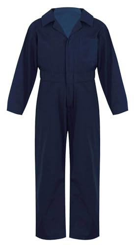 YiZYiF Tuta Intera da Lavoro in Cotone per Bambini Fascia Elastica Tuta Protettiva Costume per Ragazzi Pilota Salopette Tutina Completo Operaio Meccanico Zip 6-16 Anni Blu scuro 6 anni