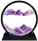 Yuomiker Peinture de Sable Qui coule - Image de Sable Dynamique, Cadre Sablier 3D en Verre Rond, Image d'art de Sable en Mouvement pour décoration la Maison Bureau(Violet, 7 Pouces)