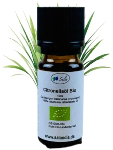 Sala Citronellaöl Aroma ätherisches Citronella Öl BIO - zum Verzehr - 100% naturrein 10 ml