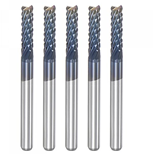 sourcing map End Mill CNC Router Bits, 3mm x 12mm 1/8 Shank Diamond Film Coated Carbide Engraving Bit Milling Cutter Right Hand for PCB Plastic Fiber Wood 5pcs