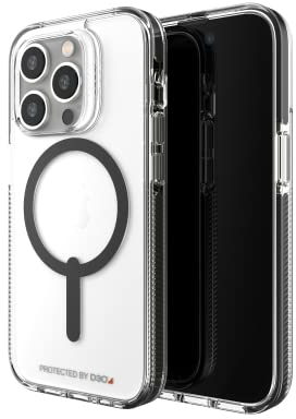 Gear4 ZAGG Santa Cruz Snap D30 Schutzhülle Kompatibel mit iPhone 14 Pro, Schlank, Stoßfest, Kabelloses Laden, MagSafe Kompatibel, (Schwarz)