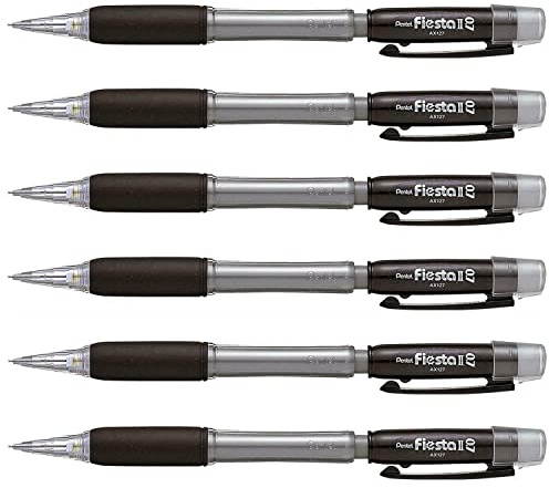 PENTEL Fiesta II Druckbleistifte, 0,7 mm, Schwarz, 6 Stück