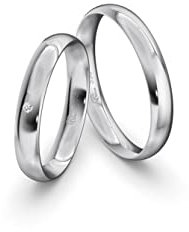 JC Trauringe Weißgold 333 Paarpreis Eheringe Gold | Verlobungsringe Gold breit 3,5 mm I Partnerringe mit Gravur in edler Schatulle I 2 Hochzeitsringe Herrenring & Damenring mit Stein (Profil 07)