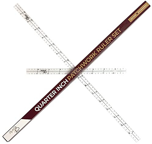 Madam Sew Exclusive | Quarter-Inch Patchwork Sewing Ruler Set | Includes 9 and 17 Quilting Rulers for Precise Marking and Measuring | ¼, ½, and 1 from Each Side | Non-Slip Coating Grips Fabric