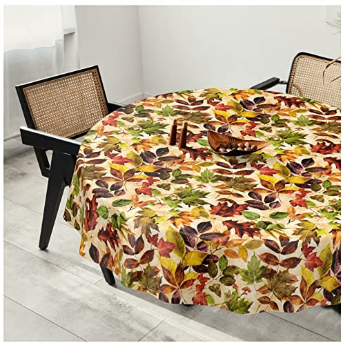 Wachstuchtischdecke Wachstuch Tischdecke abwaschbar Wachstischdecke Plastik-Tischdecken Glatt Rund 120cm Schnittkante Herbst