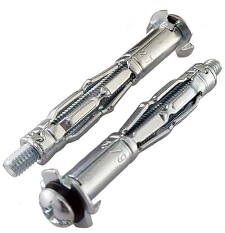 Pack of 4 M5 x 65mm Heavy Duty Metal Plasterboard Cavity Wall Fixings Anchors with Strong Plugs – For Securely Mounting Shelves, TVs, Cabinets, and Heavy Items on Drywall, Hollow, or Cavity Walls