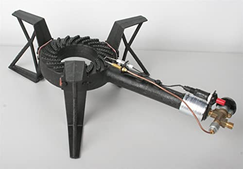 Hockerkocher 7,5 kW Gaskocher bis 100 kg belastbar Piezozündung Zündsicherung 50 mBar Schlauch Regler 5 kg 11 kg Gasflasche Wok (+Schlauch (150cm) und Regler (50mBar))