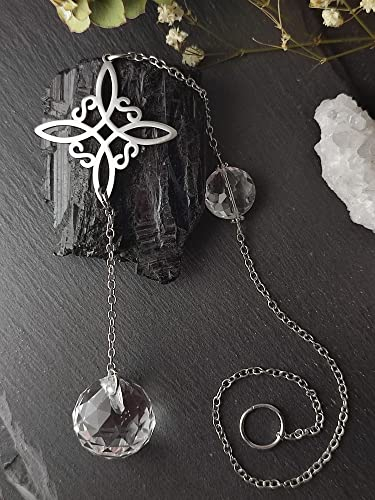 SIMBOLIKS Nudo de bruja con Bola de prisma de Cristal Colgante de ventana, Armonizador para el hogar, Armoniza tu espacio Arcoíris Regalo Feng Shui Decoración oficina, Witch, Wicca Amuleto protector