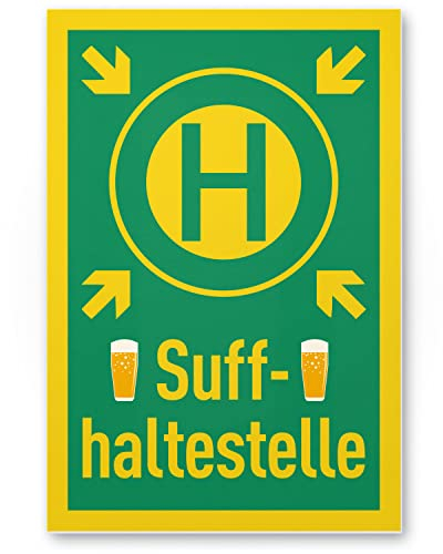 DankeDir! Suff Haltestelle - Schild 30 x 20 cm - JGA Party Fotobox Requiste Alkohol Geschenk - Geburtstagsgeschenk Geburtstagsdeko Geschenkidee Partydeko lustiger Spruch Bar Club
