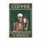 Bivrten Halloween-Skelett-Kaffee-Totenkopf-Dekor – Because Murder Is Wrong Vintage-Retro-Metall-Blechschild – Gothic-Küchen-Wandkunst für Zuhause, Café, Café, Bar, Esszimmer – 20,3 x 30,5 cm