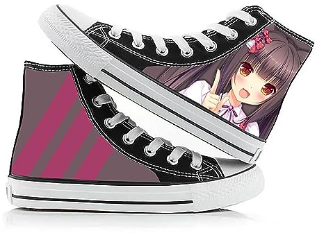 Xinchangda Nekopara Klassische Herren-Schnürschuhe, hohe Oberseite, Segeltuchschuhe, Sport-Turnschuhe, modisch, Anime, bedruckt, leicht, bequem zum Gehen, Typ 5, 39 EU