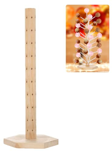 60 Löcher Cake Pop Ständer Holz, 14.5*42cm Lollipop Sticks Ständer Ständers für Lutscher Cake Pop Halter Ständers, Lutscher Halter für Dessert Tisch, Hochzeit, Geburtstag, Babyparty, Partys
