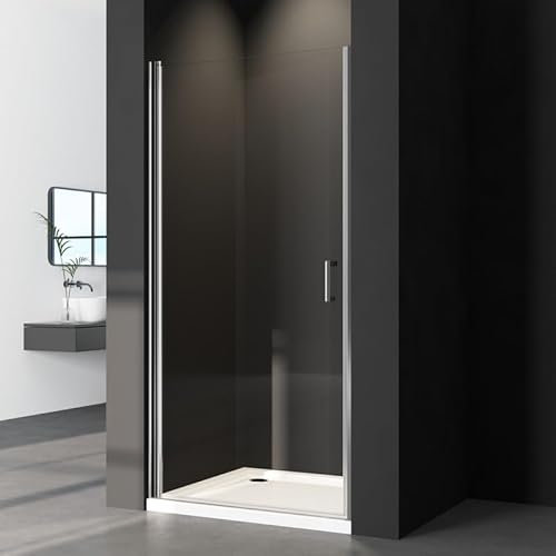Nischentür 75x195cm Pendeltür Duschkabine in Nische, Glas Duschabtrennung Nische Duschtrennwand Dusche aus 6mm Sicherheitsglas mit Nano beschichtung, Schwingtür Duschwand Höhe 195cm