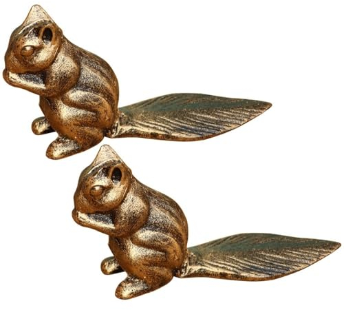 Türstopper Türkeil Türstopper Garten Anti-Kollisions-Gusseisen Fixiert Türkeil, Eichhörnchen-Dekoration Im Industriestil Keile, Halte Die Tür Offen (Color : Bronze, S : 18 * 6 * 9.2cm)