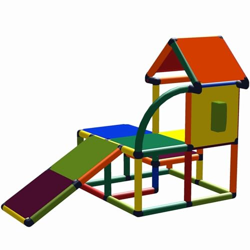 move and stic Spielhaus KUNO mit Kleinkindrutsche und Telefon Multicolor 6503