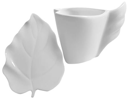 Cabilock Tasse À Café En Forme De Coeur Ensemble De Tasses À Café En Céramique Avec Soucoupe À Feuilles Cadeaux De Saint Valentin Tasse À Thé Avec Aile D'ange Tasse À Eau Irrégulière