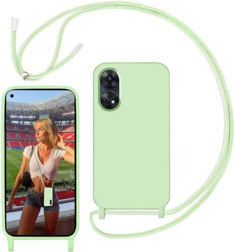 Yojiong Cover con Cordino per OPPO A58 4G (6.72), Custodia con Laccio Collana smartphone Liquido Silicone [Antiurto] [An tiGraffio] [Antiscivolo] Case, Verde