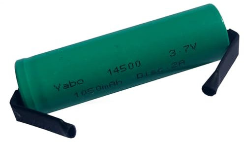 Batteria Ricaricabile a Litio 14500 Yabo HQ 3.7V 1050mhA Disc.2A Lamelle Saldare dimensioni:14mmx50mm