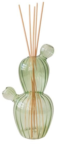 BRANDANI Cactus Diffusore di Fragranza con Bastoncini 17cm Vetro Verde