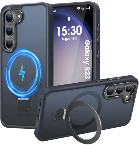HuwaiH für Samsung Galaxy S23 Hülle mit Magnet Ständer, Schwarz | Militärnorm Sturzschutz, Kratzfeste Anti-Fingerabdruck Schutzhülle, für Samsung S23 hülle 6,1