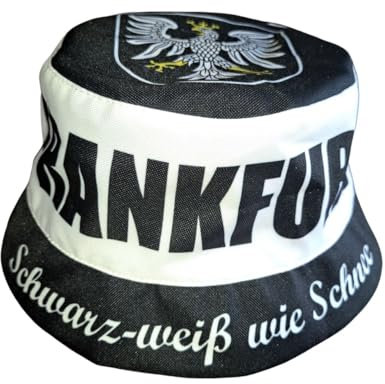 Wallitschek Fischerhut Frankfurt - Schwarz-weiß wie Schnee (hochwertige Qualität), Fanhut, Sonnenhut, Anglerhut, Mütze, Bucket hat, Fussball, 1899