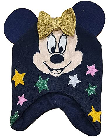 Peruanische Mütze Minnie Disney Mütze Wintermütze mit Ohrenklappen für Kinder, blau, 50-51