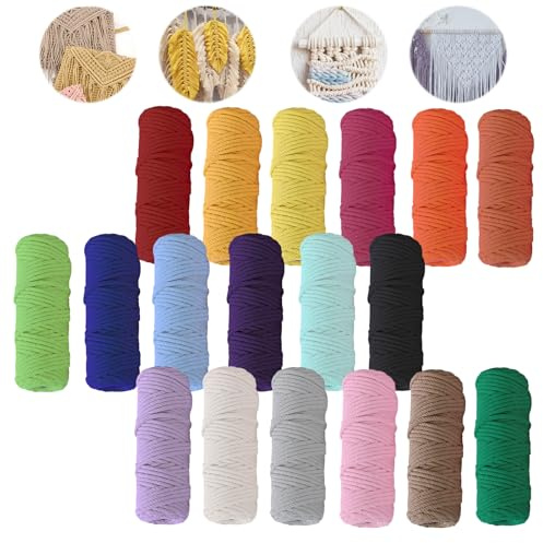 Filo Macramè,18 Pezzi 2mm*30m Filato Macramè,Macramè Filo,Filato Di Cotone Naturale,Corda Macrame Per Artigianato,Cestini Appesi,Tende,Fai Da Te,Artigianato Decorativo
