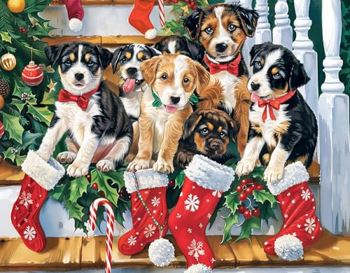 Christmas 100 Pieces Puzzles for Kids-Dog Puzzle 100 Piece Puzzle for Adults Christmas Jigsaw Puzzle 100 Pieces Puzzles for Seniors, Kids Holiday