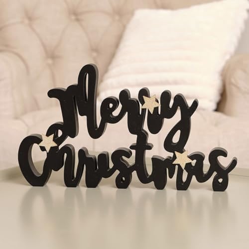Melody Maison Black & Gold Merry Christmas Freestanding Sign