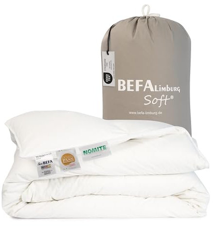BEFA SOFT Daunendecke Winter 135x200 cm | Federbettdecke 90% Federn & 10% Daunen | atmungsaktiv & pflegeleicht | für Allergiker (NOMITE) | Tierwohl (DOWNPASS) | Oeko-TEX Klasse 1 | Made in Germany