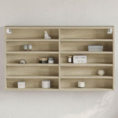 Myheimly Vitrinenschrank, Sammlervitrine, Hängevitrine Wandregal für Wohnzimmer, Wandvitrine Hängeregal Sonoma-Eiche 100x15x58 cm Holzwerkstoff