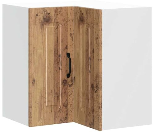 vidaXL Küchen-Eckhängeschrank Kalmar Altholz-Optik Holzwerkstoff, Eckhängeschrank für Küche, Küche Wandschrank, Küchen-Eckschrank Hängend