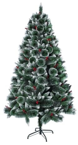 GIOCOKIDS, Árbol Navidad Nevado con Bolas, Bayas, Piñas y Flores 60 cm – Decoración Navideña Compacta y Elegante