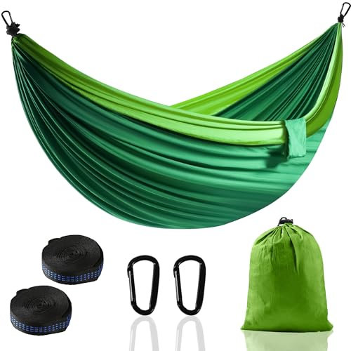 Amaca da campeggio per esterni, super leggera, portatile, con due cinghie per albero, in nylon singolo, albero da viaggio (verde scuro, 280 x 140 cm)