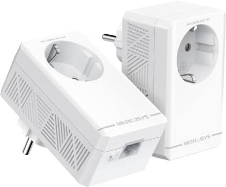 Mercusys TP-Link MP500P KIT Powerline Kit Homeplug AV2 con Presa Fino a 1000Mbps, 1 Porta Gigabit, Plug & Play, Compatibile con Tutti i Router, Tecnologia Powerline