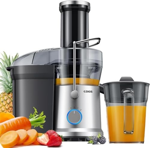 GDOR 1300W Entsafter mit Extra Großem 81mm Einfüllschacht Großem 1.25L Saftkrug Entsafter Gemüse und Obst Hoher Saftausbeute Juicer Machine 3 Geschwindigkeitsstufen Leicht Reinigen Bürste Tropfschutz